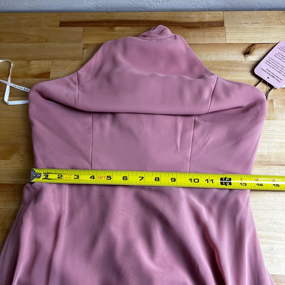 After Six 1545 Desert Rose Chiffon Halter Neck Formal Gown Maxi‎ Dress Size 6 - Picture 10 of 11